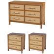 Pemberly Row Bedroom Set 3-Piece of 3-Drawer Nightstands & 6-Drawer Dresser