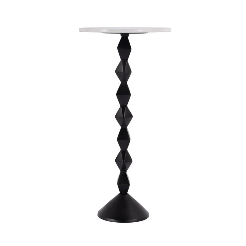 Pemberly Row Set of 2 Contemporary Round Marble and Metal Side Table