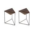 Pemberly Row Set of 2 Triangular Marble and Iron Side Table - Brown