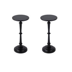 Pemberly Row Set of 2 10&quotW Round Metal Pedestal End Tables-Bronze