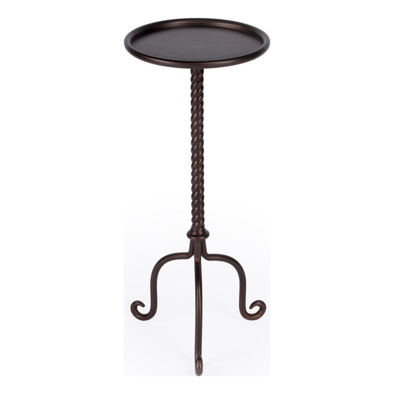 Pemberly Row Set of 2 Round Pedestal Tables In Aged Patina Finish