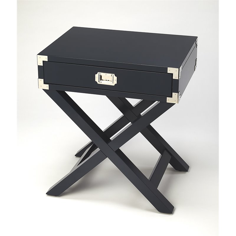 Pemberly Row Set of 2 Contemporary Side Tables In Blue Finish
