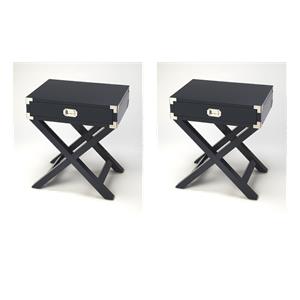 Pemberly Row Set of 2 Contemporary Side Tables In Blue Finish