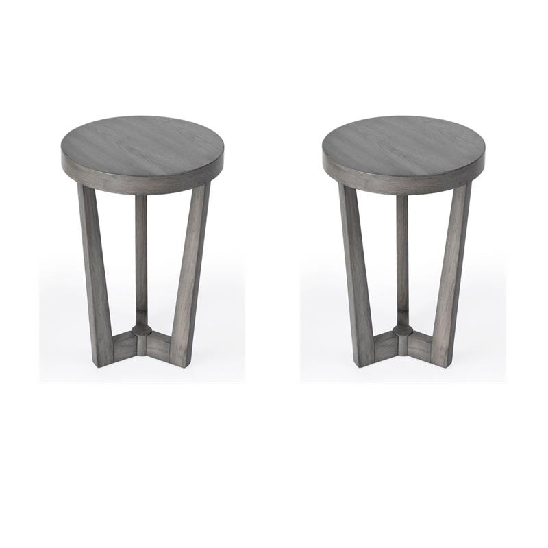 Pemberly Row Set of 2 Contemporary Side Tables in Gray Finish