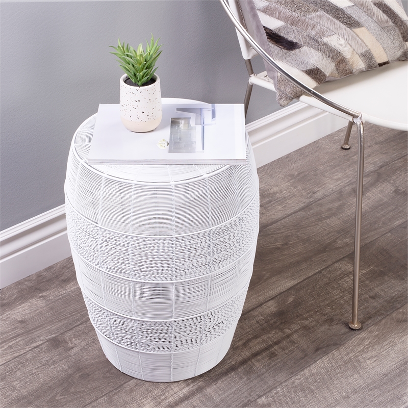 Pemberly Row Set of 2 Contemporary Metal End Tables in White