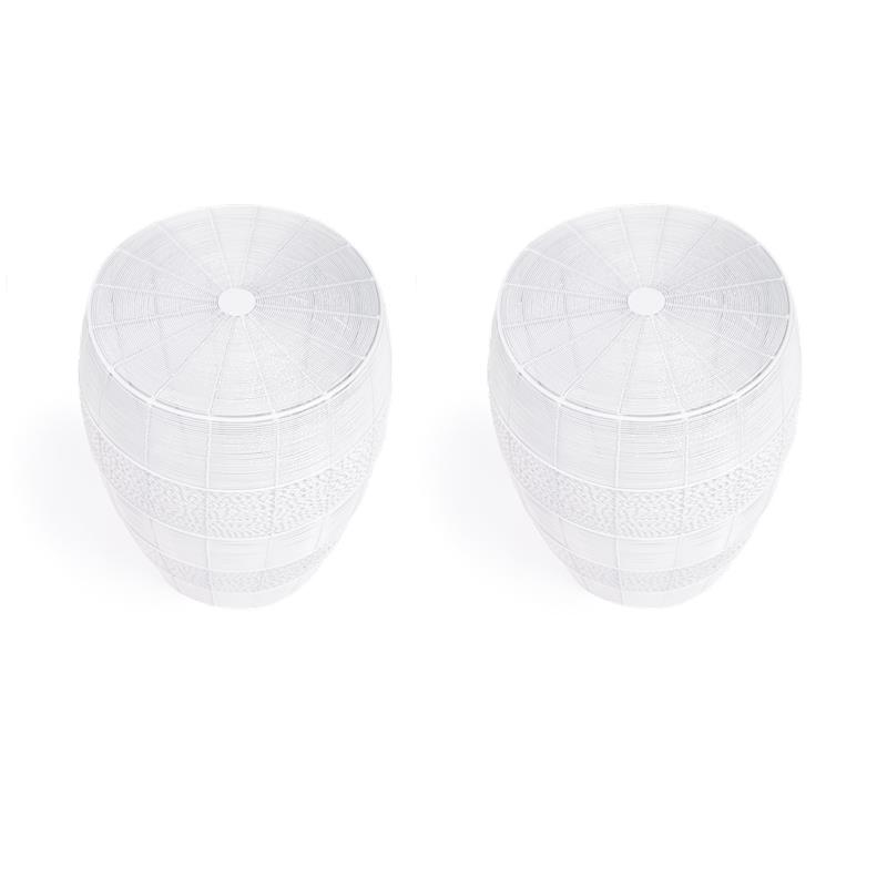 Pemberly Row Set of 2 Contemporary Metal End Tables in White