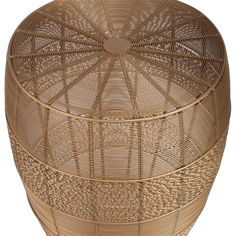Pemberly Row Set of 2 Contemporary Metal End Tables in Gold Finish