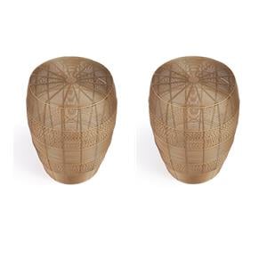 Pemberly Row Set of 2 Contemporary Metal End Tables in Gold Finish