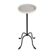 Pemberly Row Set of 2 Round Marble and Iron Side Tables in White and Black