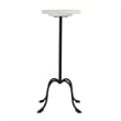Pemberly Row Set of 2 Round Marble and Iron Side Tables in White and Black