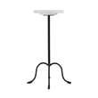 Pemberly Row Set of 2 Round Marble and Iron Side Tables in White and Black