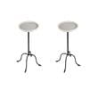 Pemberly Row Set of 2 Round Marble and Iron Side Tables in White and Black