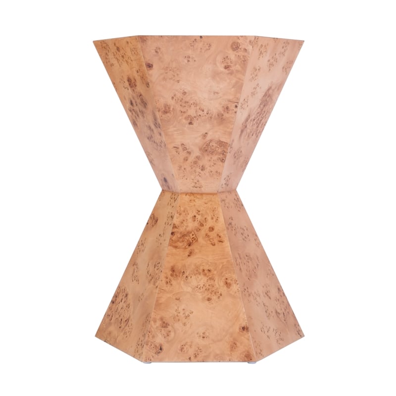 Pemberly Row Set of 2 Modern Wood Hexagon Side Tables in Traditional Burl