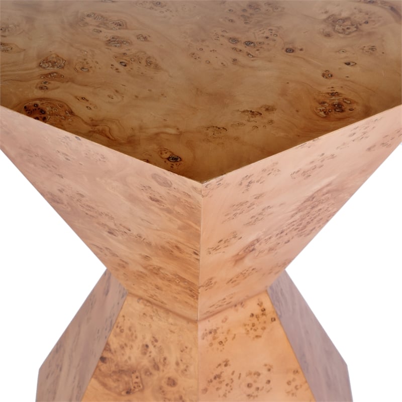 Pemberly Row Set of 2 Modern Wood Hexagon Side Tables in Traditional Burl