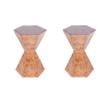 Pemberly Row Set of 2 Modern Wood Hexagon Side Tables in Traditional Burl