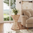 Pemberly Row Set of 2 Modern Wood Hexagon Side Tables in Light Burl