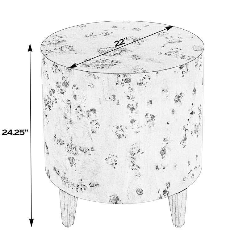 Pemberly Row Set of 2 Modern Wood End Tables in Traditional Burl