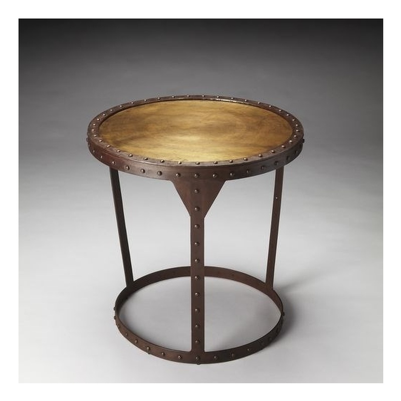 Pemberly Row Set of 2 Modern Iron Side Tables in Gold and Black