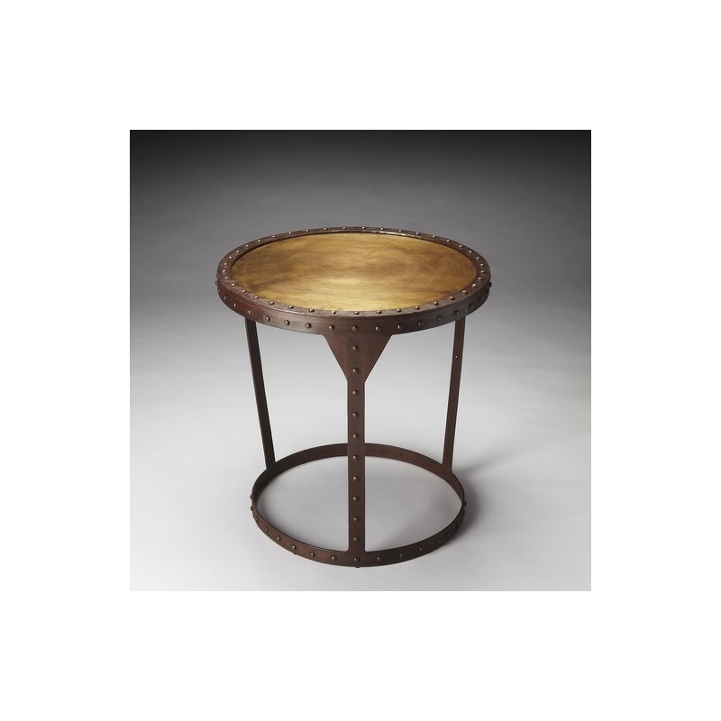 Pemberly Row Set of 2 Modern Iron Side Tables in Gold and Black
