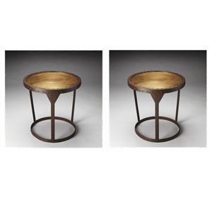 Pemberly Row Set of 2 Modern Iron Side Tables in Gold and Black
