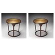 Pemberly Row Set of 2 Modern Iron Side Tables in Gold and Black