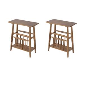 Pemberly Row Set of 2 20&quotW Rectangale Wood Magazine Side Tables in Natural