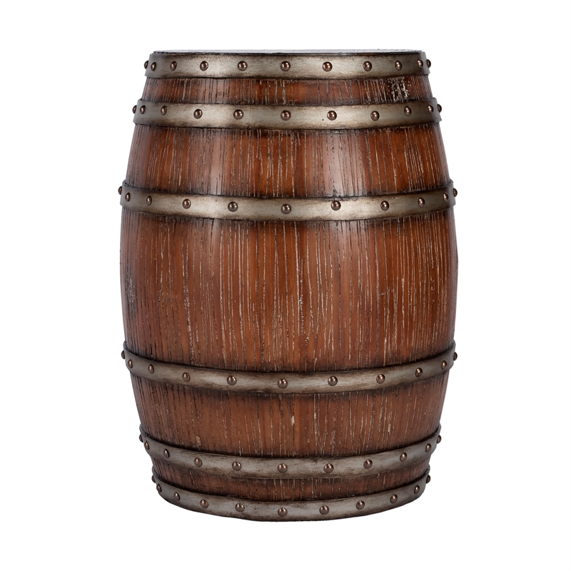 Pemberly Row Set of 2 Mountain Lodge Rustic Barrel Tables in Brown