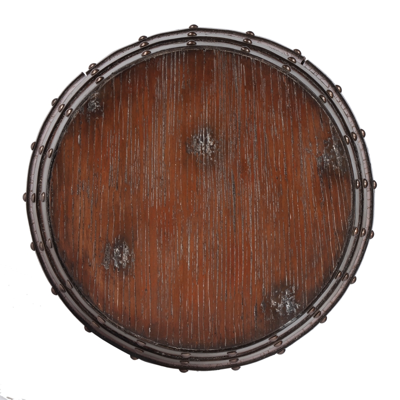 Pemberly Row Set of 2 Mountain Lodge Rustic Barrel Tables in Brown