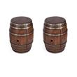 Pemberly Row Set of 2 Mountain Lodge Rustic Barrel Tables in Brown