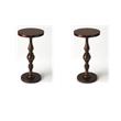 Pemberly Row Set of 2 Contemporary Wood Pedestal Tables in Cherry Brown