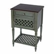 Pemberly Row Set of 2 Contemporary Rustic Wood End Tables in Green