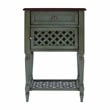 Pemberly Row Set of 2 Contemporary Rustic Wood End Tables in Green