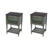 Pemberly Row Set of 2 Contemporary Rustic Wood End Tables in Green