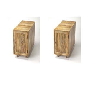 Pemberly Row Set of 2 Modern Chairside Wood Accent Chests In Brown