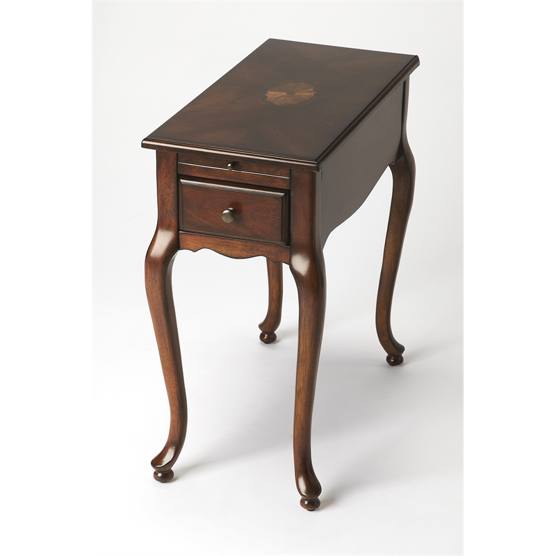 Pemberly Row Set of 2 Contemporary Plantation Cherry Chairside Tables