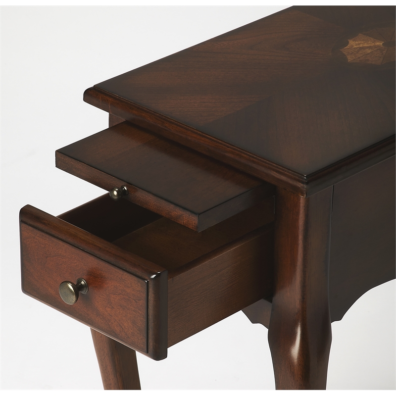 Pemberly Row Set of 2 Contemporary Plantation Cherry Chairside Tables