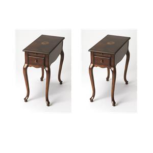 Pemberly Row Set of 2 Contemporary Plantation Cherry Chairside Tables