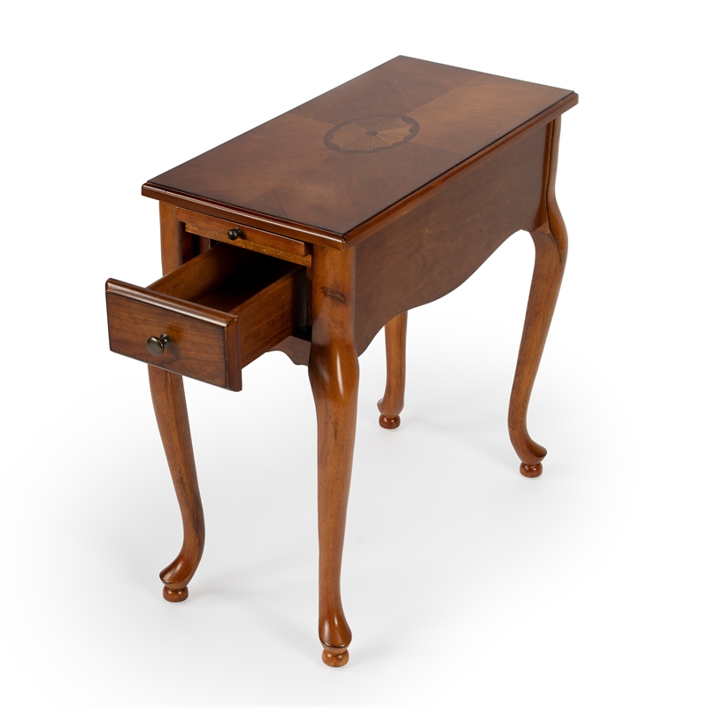 Pemberly Row Set of 2 Contemporary Olive Ash Burl Chairside Tables In Brown