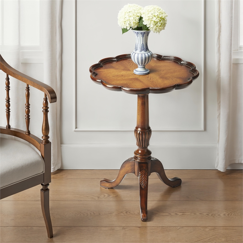 Pemberly Row Set of 2 Contemporary Pedestal Tables In Vintage Oak