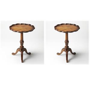 Pemberly Row Set of 2 Contemporary Pedestal Tables In Vintage Oak