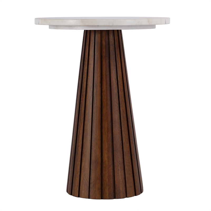 Pemberly Row Set of 2 Marble and Wood Side Tables in Marble and Metal