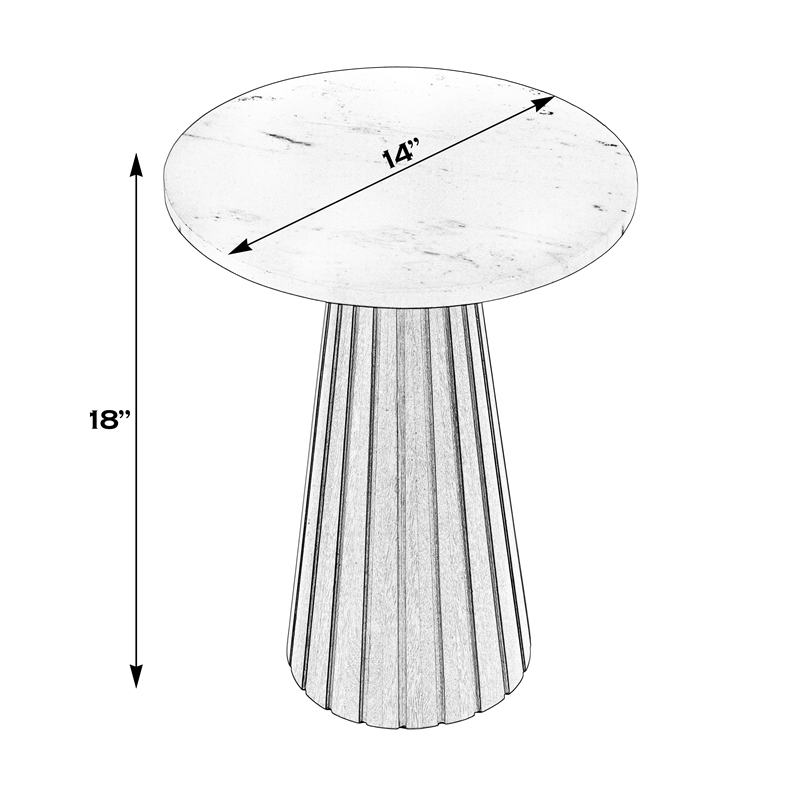 Pemberly Row Set of 2 Marble and Wood Side Tables in Marble and Metal