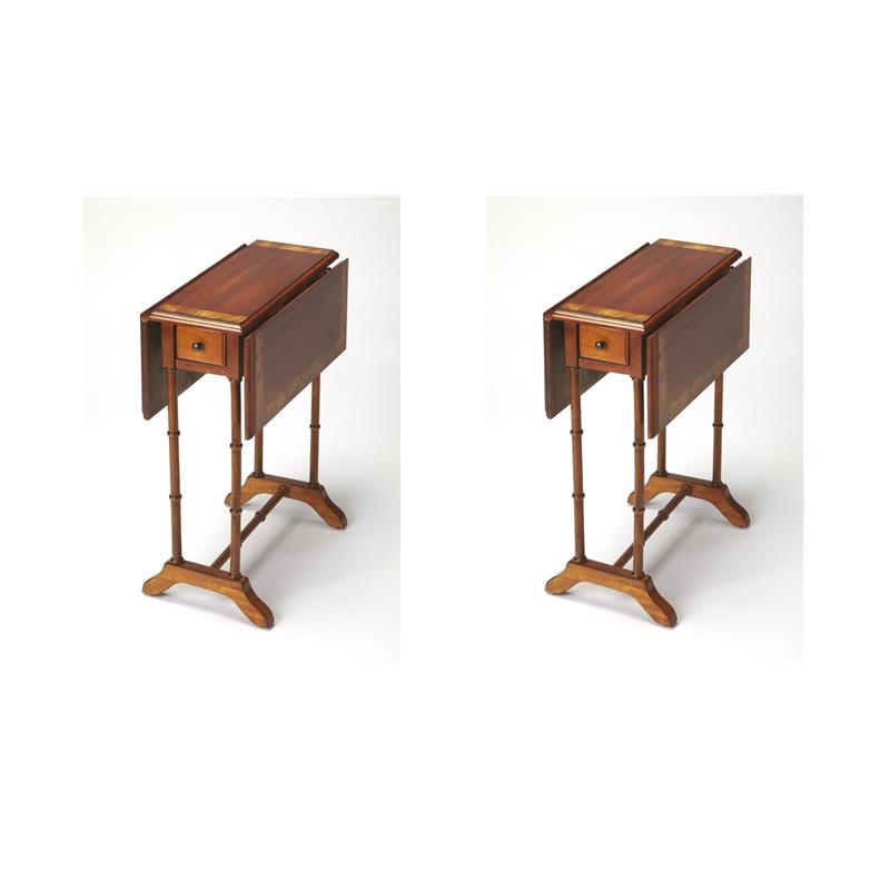 Pemberly Row Set of 2 End Tables Coffee Accent Tables Rectangle in Wood in Brown