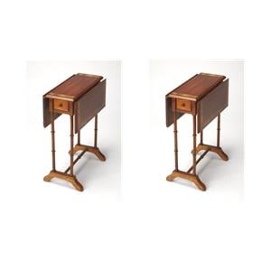 Pemberly Row Set of 2 End Tables Coffee Accent Tables Rectangle in Wood in Brown