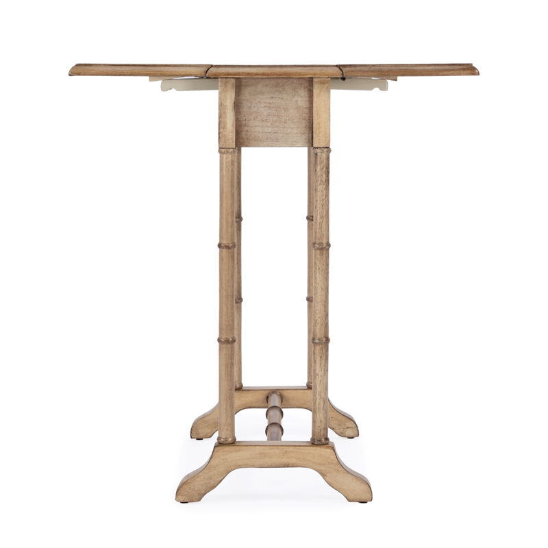 Pemberly Row Set of 2 Drop-Leaf Wood Side Tables In Antique Beige