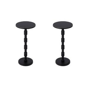 Pemberly Row Set of 2 10&quotW Rnd Metal Pedestal End Tables in Bronze