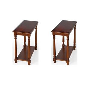 Pemberly Row Set of 2 Contemporary Wood Side Tables in Brown