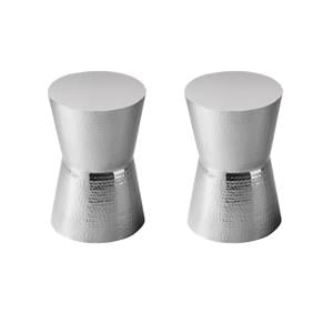 Pemberly Row Set of 2 Contemporary Stainless Steel Accent Tables