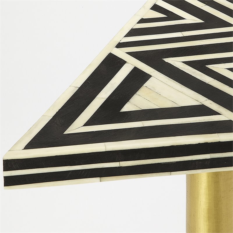 Pemberly Row Set of 2 Accent End Tables In Black Bone Inlay And Brass