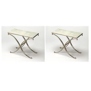 Pemberly Row Set of 2 Modern / Contemporary Marble End Tables